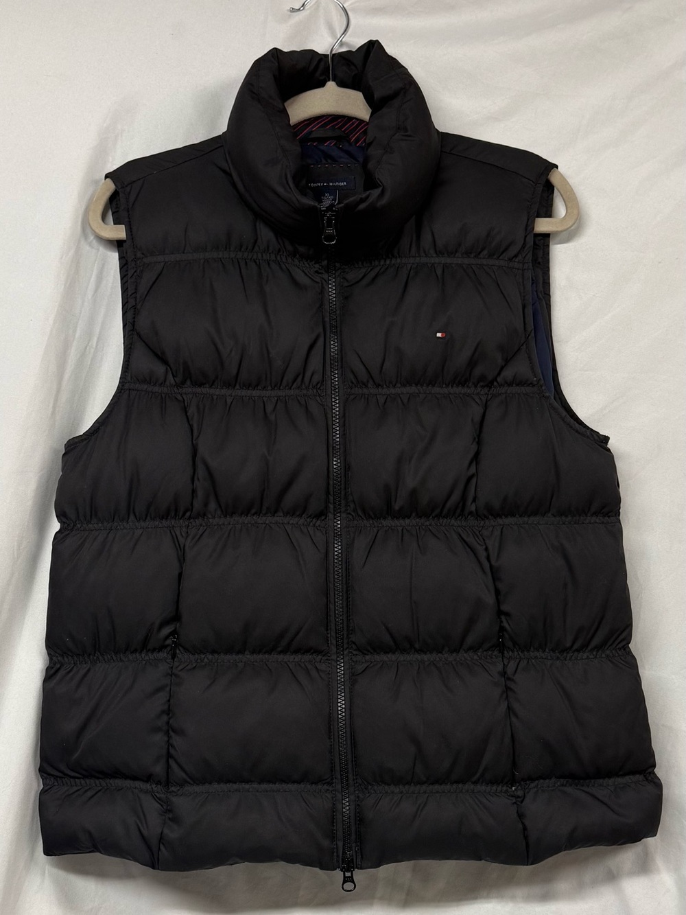 Tommy Hilfiger Women’s Black Quilted Puffer Vest with Stand Collar